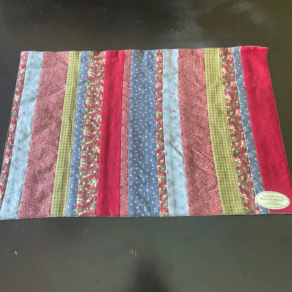 Winter Magic Red & Blue Holiday Patchwork Cloth placemats set of 4